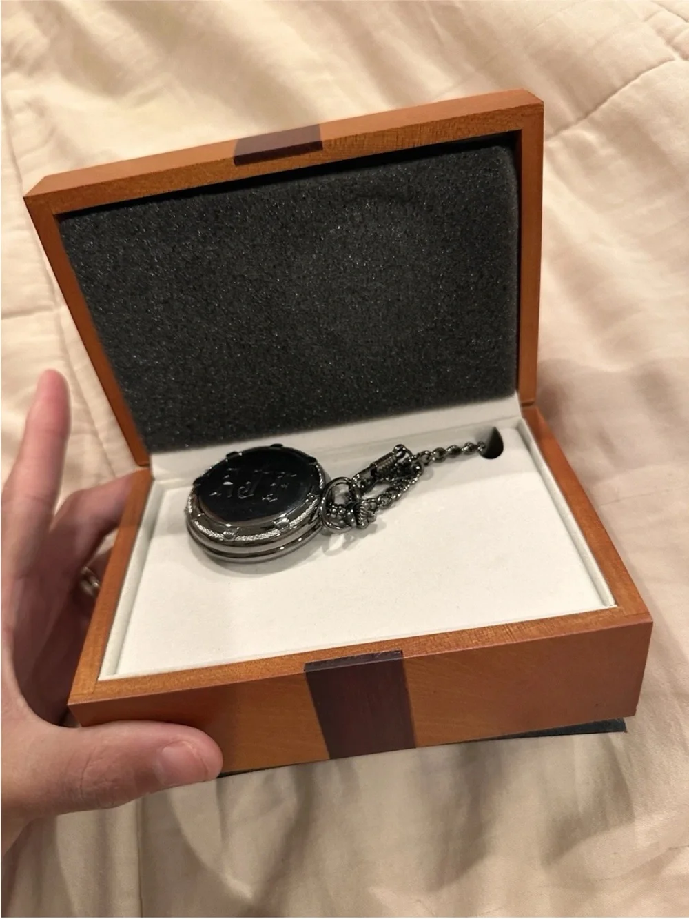 Black Hunter-Case Pocket Watch with Chain